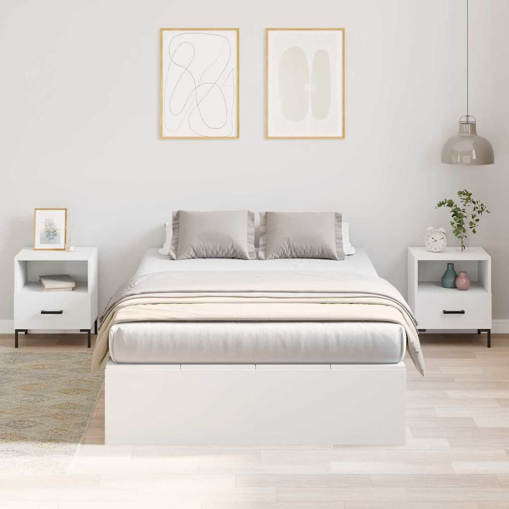 Cadre de lit avec rangement avec stockage Blanc 120 x 190 cm - XIOS