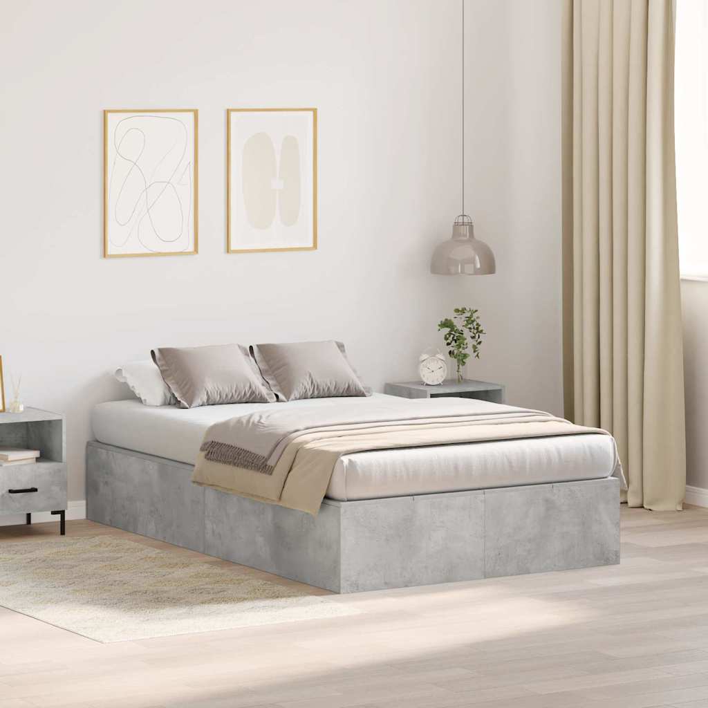 Cadre de lit avec rangement avec porte Gris béton 120 x 190 cm - XIOS