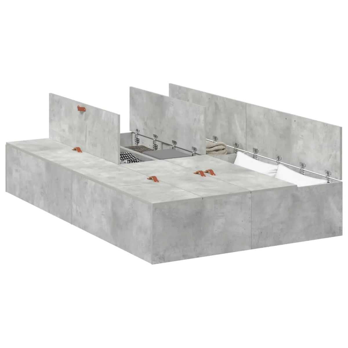 Cadre de lit avec rangement avec porte Gris béton 120 x 190 cm - XIOS