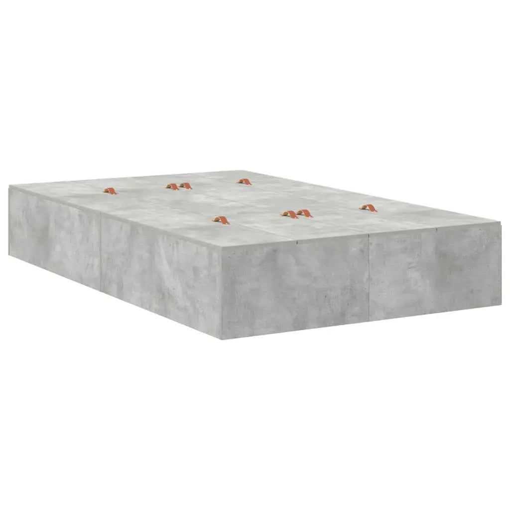 Cadre de lit avec rangement avec porte Gris béton 120 x 190 cm - XIOS