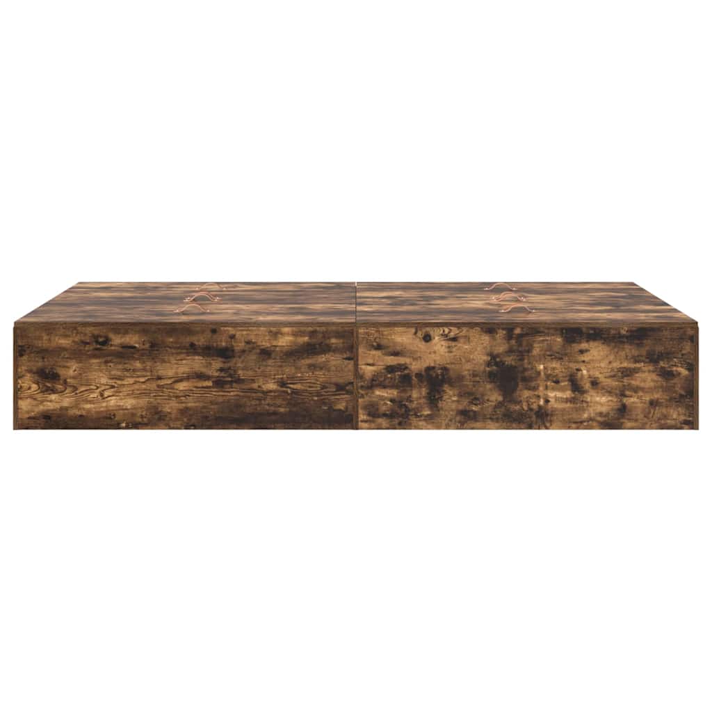 Cadre de lit avec rangement avec porte Chêne fumé 120 x 190 cm - XIOS