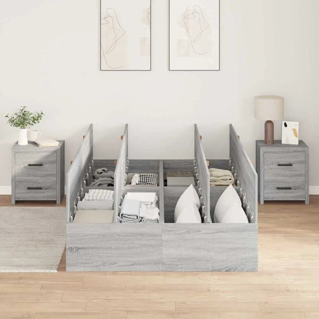 Cadre de lit avec rangement avec porte Gris Sonoma 120 x 190 cm - XIOS