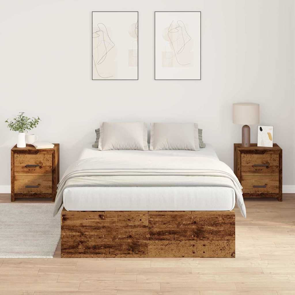 Cadre de lit avec rangement Bois Ancien 120 x 190 cm - XIOS