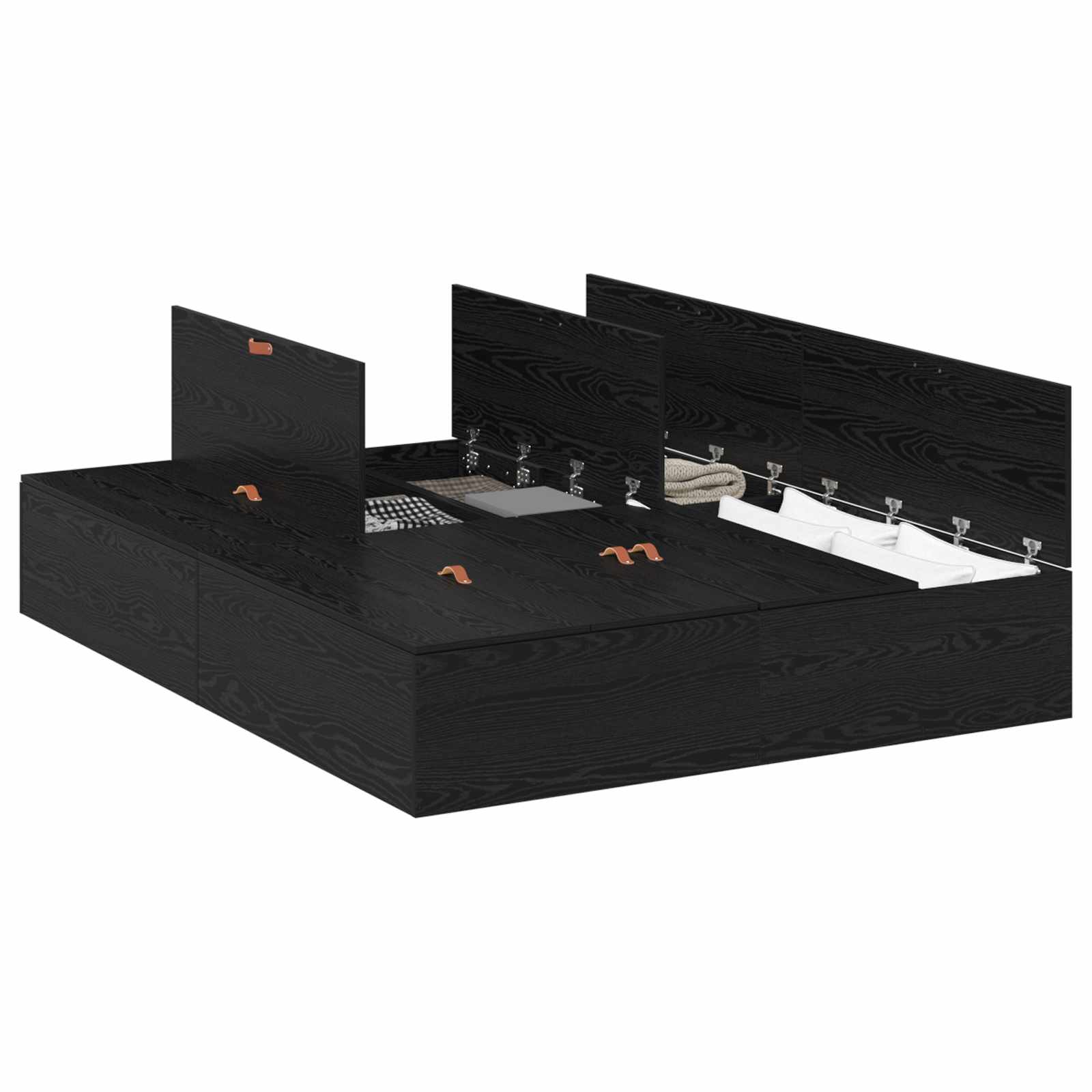 Cadre de lit avec rangement avec porte Chêne noir 140 x 190 cm - XIOS