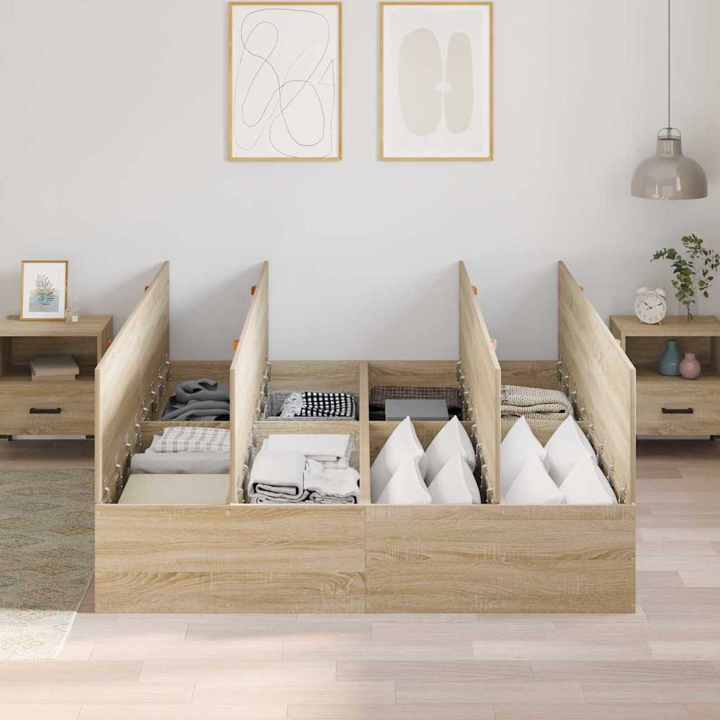 Cadre de lit avec rangement Chêne Sonoma 140 x 190 cm - XIOS