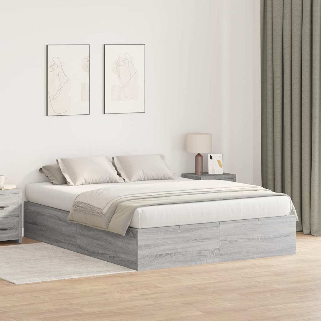 Cadre de lit avec rangement avec porte Gris Sonoma 140 x 190 cm - XIOS