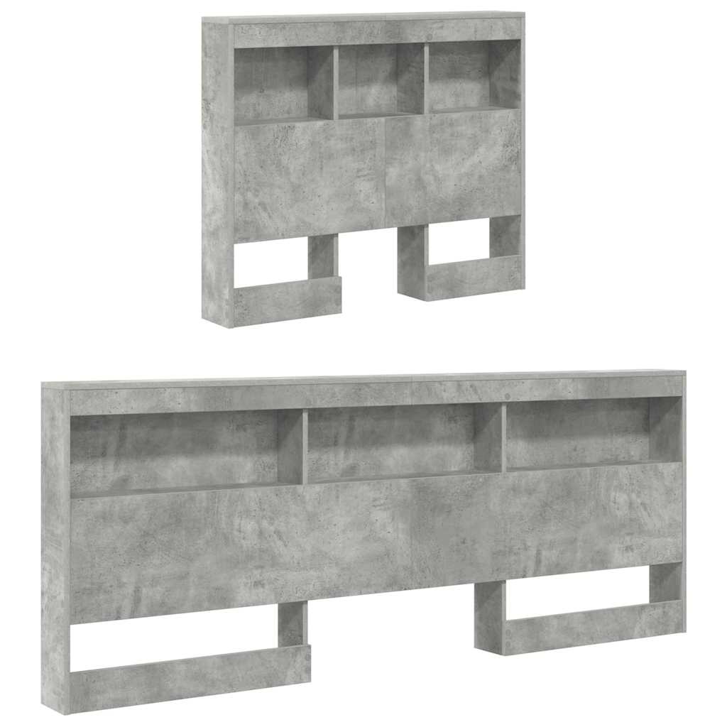 Tête de lit de rangement Gris béton Bois d'ingénierie