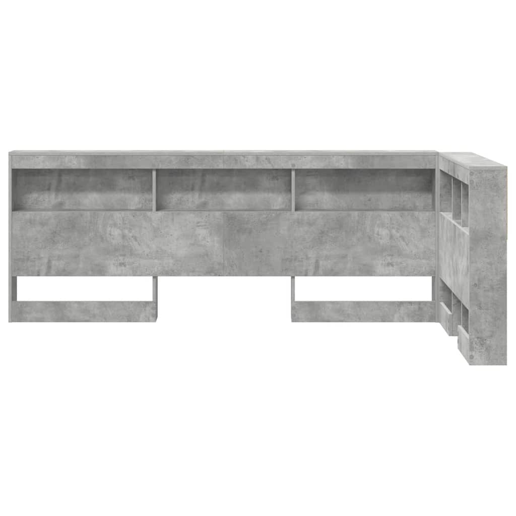 Tête de lit de rangement Gris béton Bois d'ingénierie
