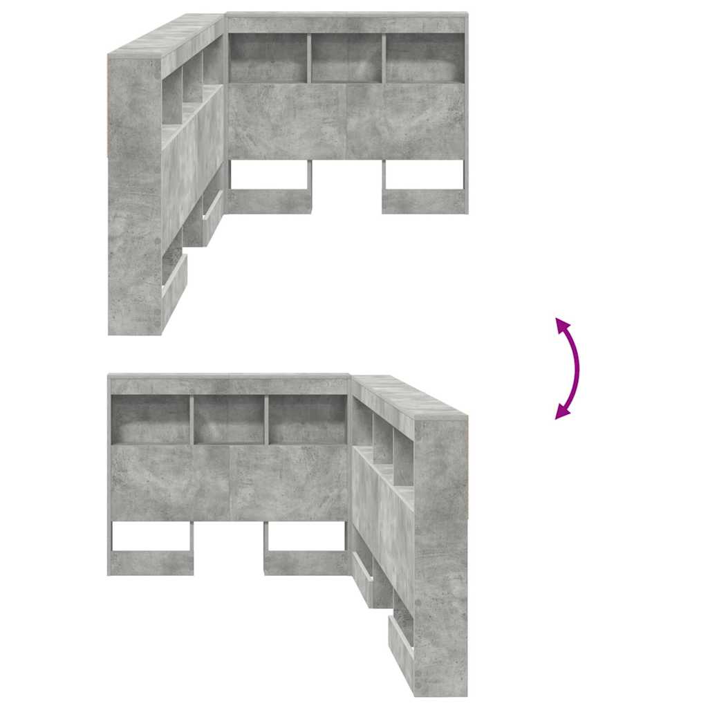 Tête de lit de rangement Gris béton 90 cm Bois d'ingénierie