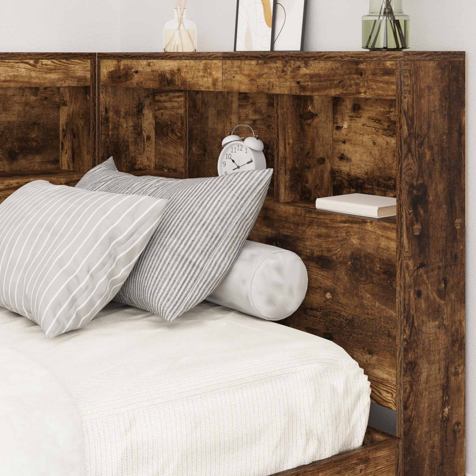 Tête de lit de rangement Chêne fumé 90 cm Bois d'ingénierie - XIOS
