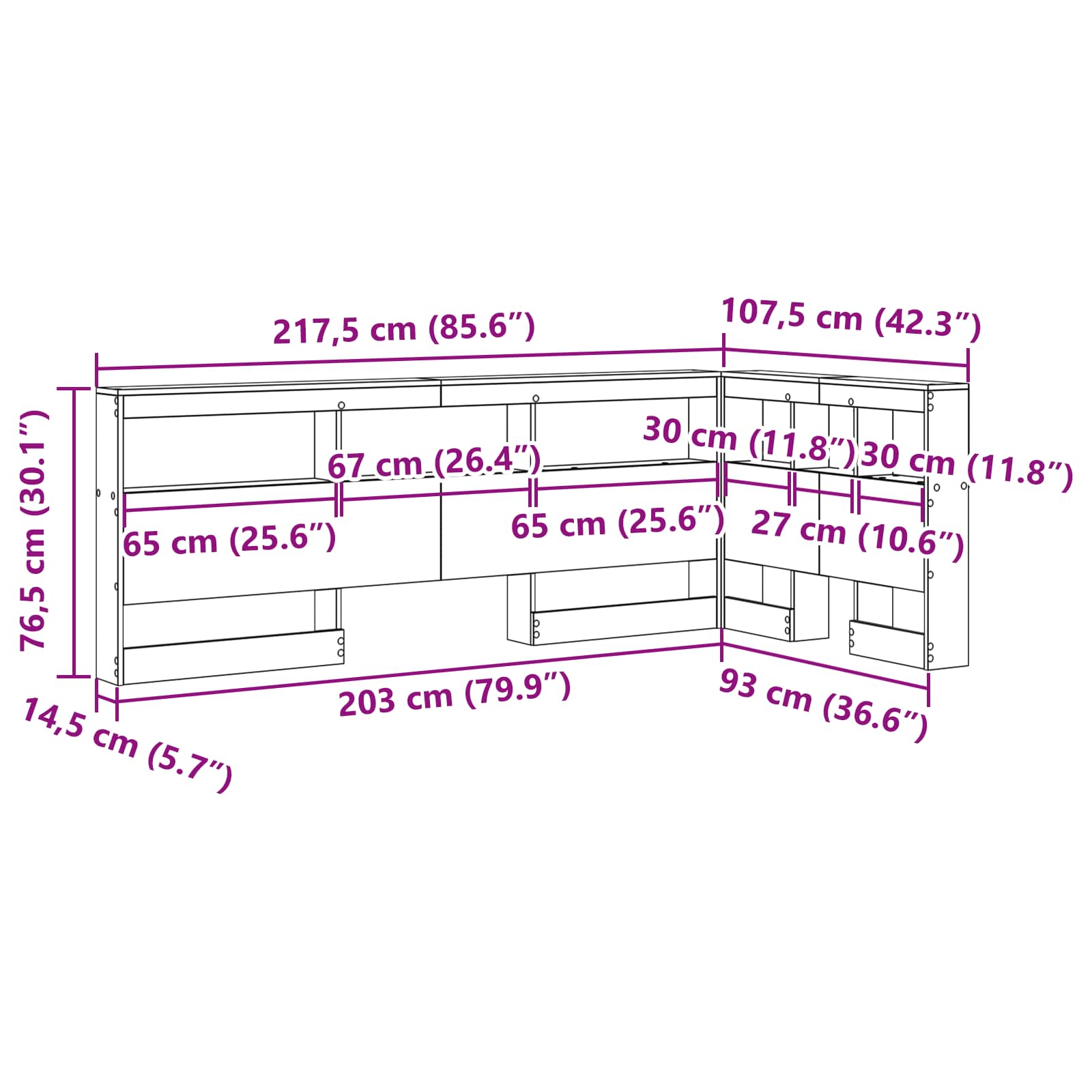 Tête de lit de rangement Chêne fumé 90 cm Bois d'ingénierie - XIOS
