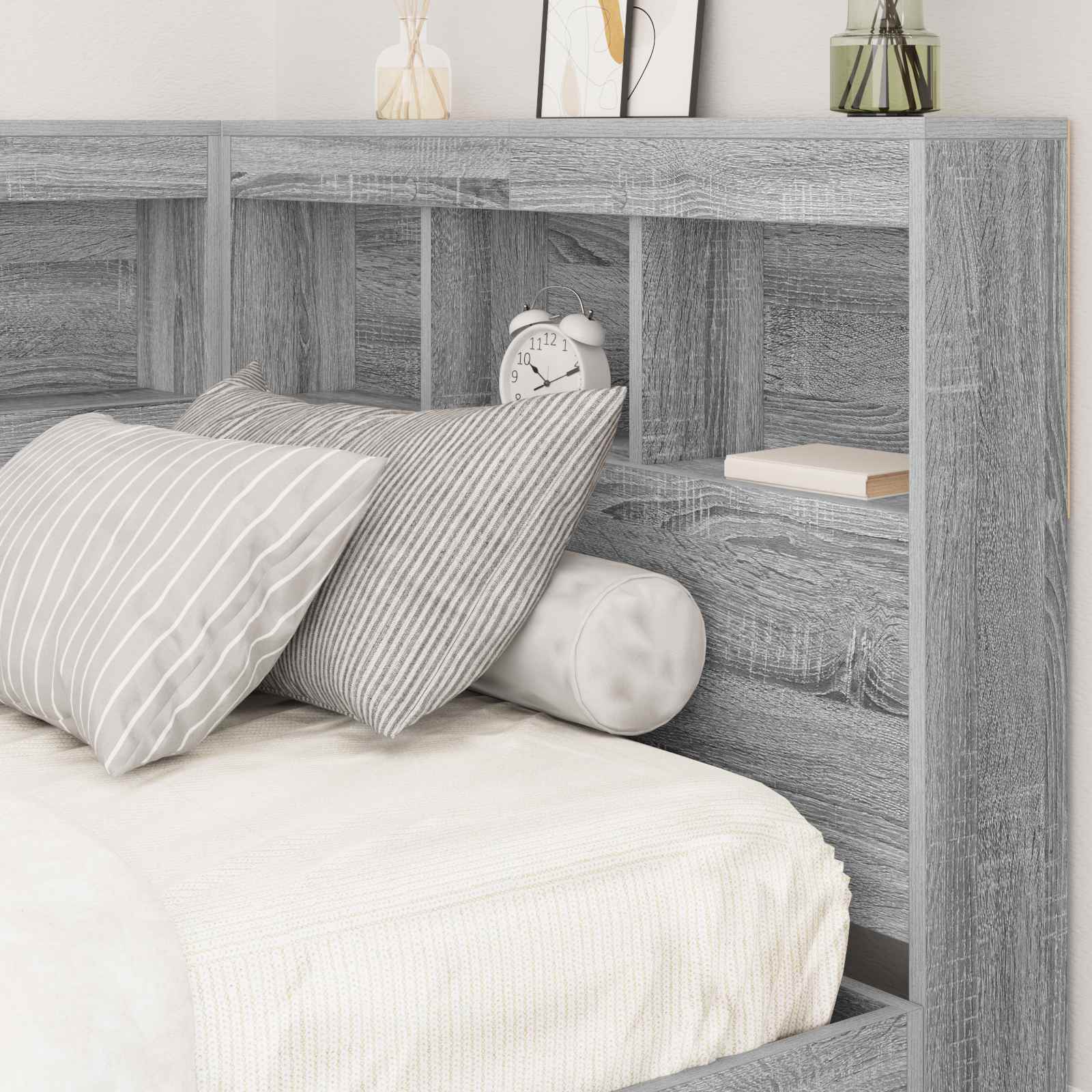 Tête de lit de rangement Gris Sonoma 100 cm Bois d'ingénierie - XIOS