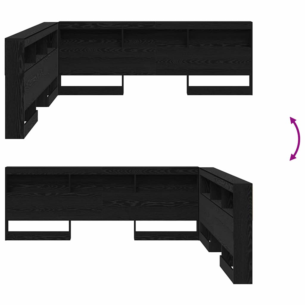 Tête de lit de rangement Chêne noir Bois d'ingénierie