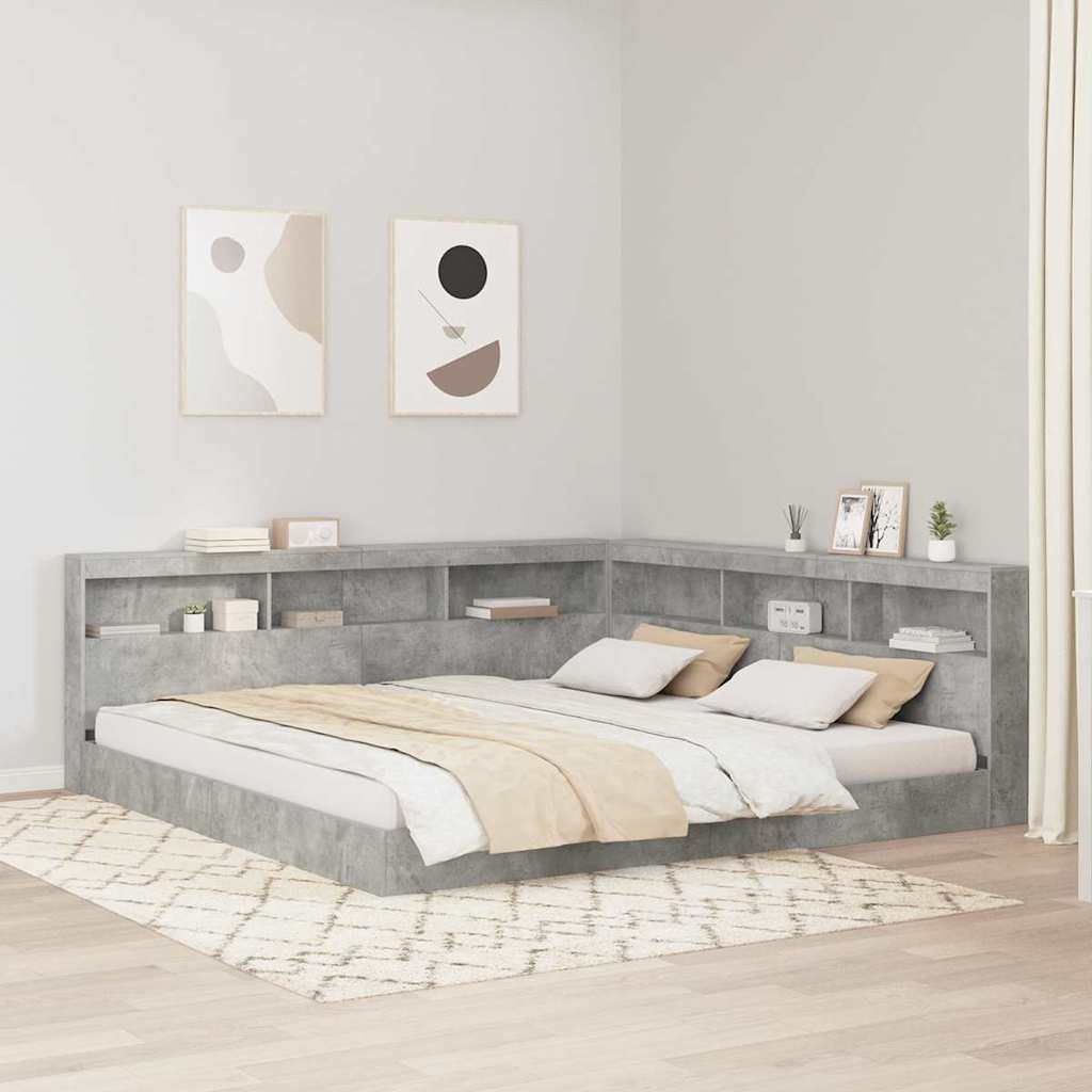 Tête de lit de rangement Gris béton 200 cm Bois d'ingénierie - XIOS