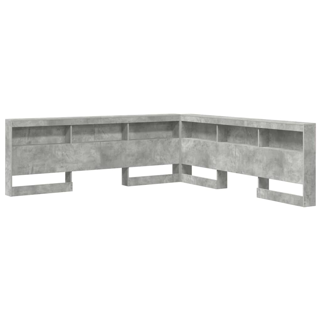 Tête de lit de rangement Gris béton Bois d'ingénierie