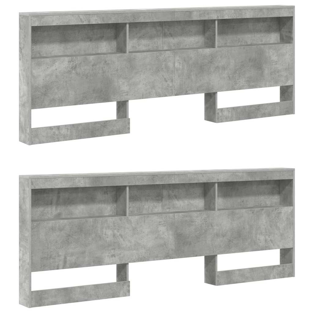 Tête de lit de rangement Gris béton Bois d'ingénierie