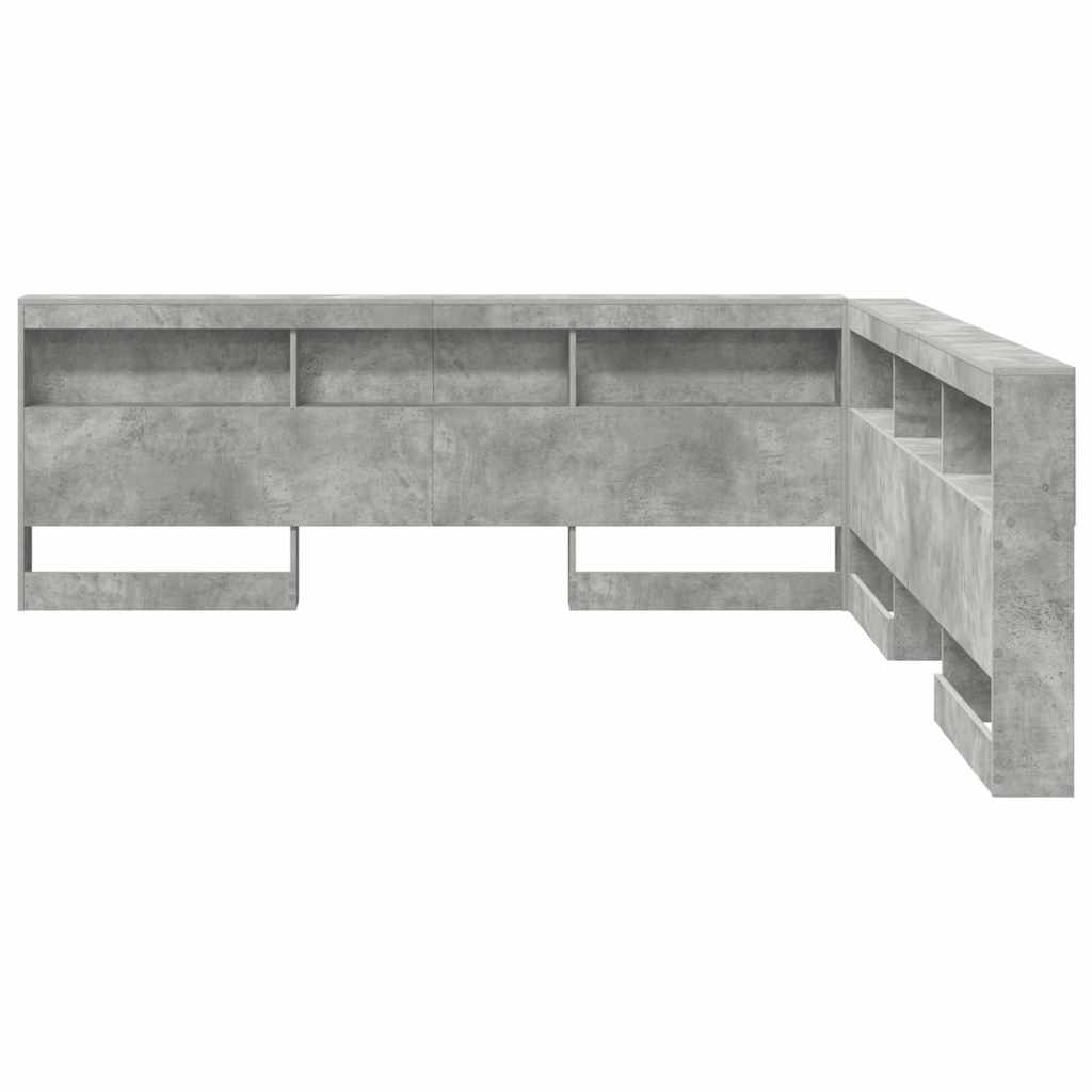 Tête de lit de rangement Gris béton Bois d'ingénierie