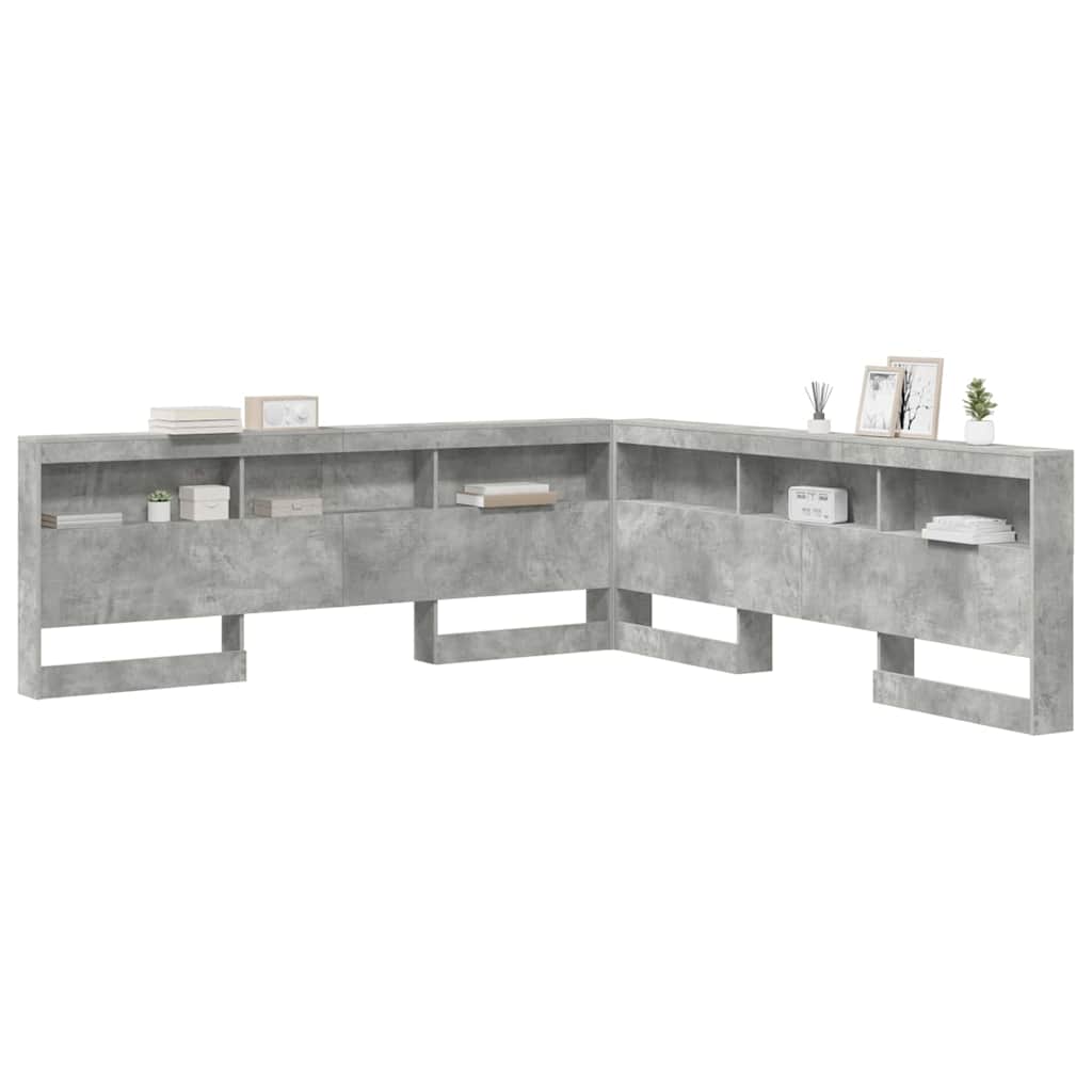 Tête de lit de rangement Gris béton Bois d'ingénierie
