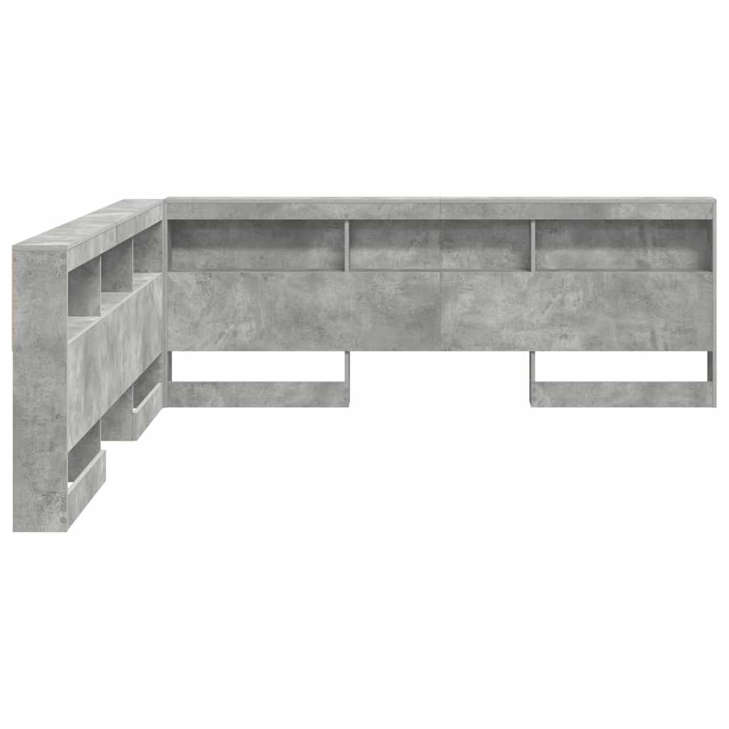 Tête de lit de rangement Gris béton Bois d'ingénierie