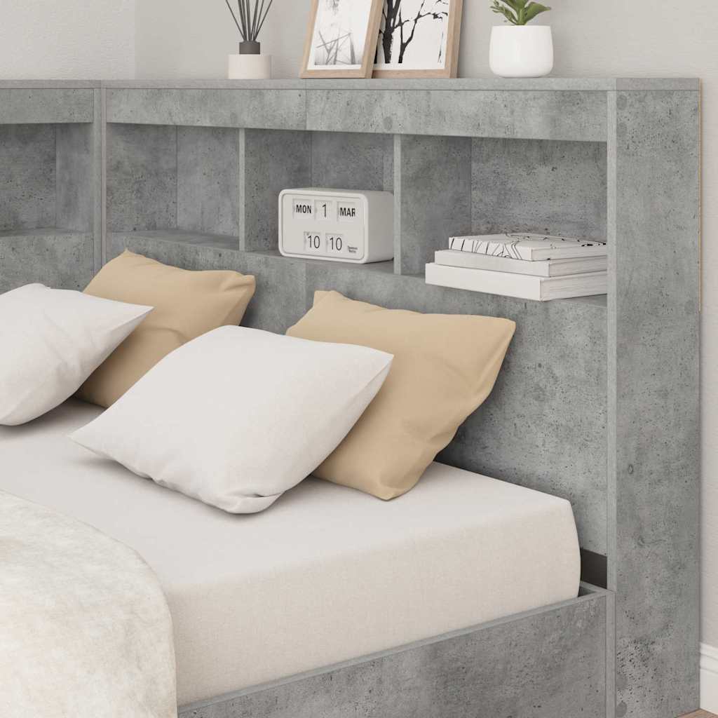 Tête de lit de rangement Gris béton Bois d'ingénierie