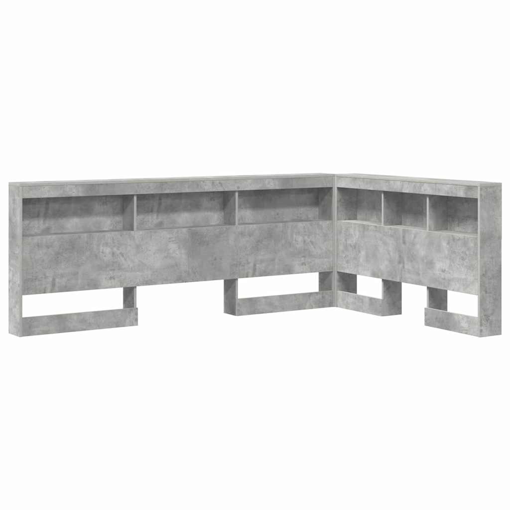 Tête de lit de rangement Gris béton Bois d'ingénierie