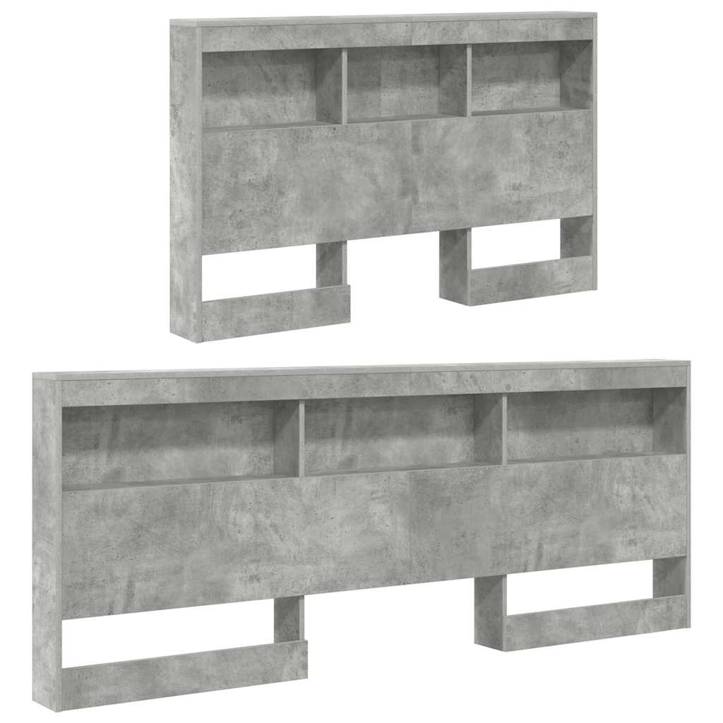 Tête de lit de rangement Gris béton Bois d'ingénierie