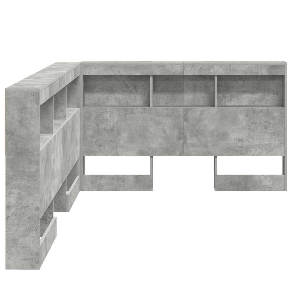 Tête de lit de rangement Gris béton Bois d'ingénierie