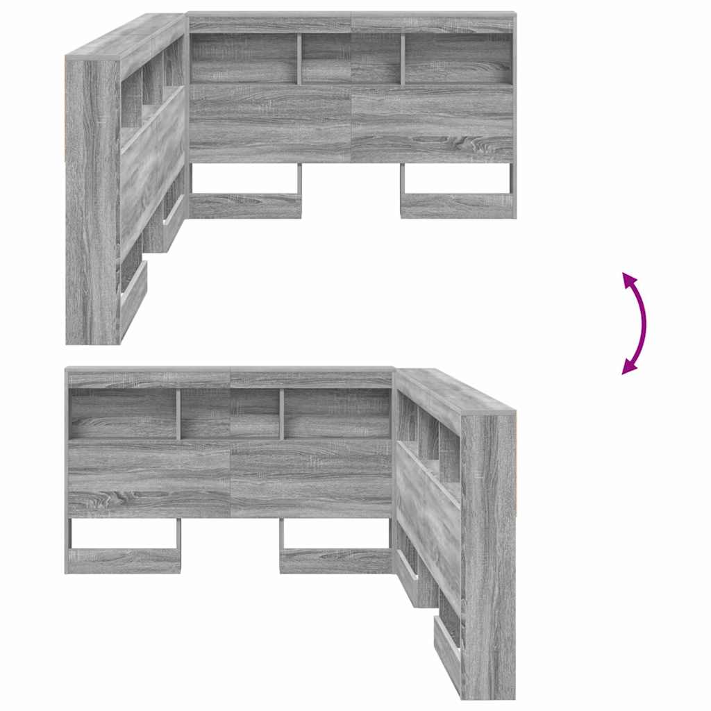 Tête de lit de rangement Gris Sonoma Bois d'ingénierie