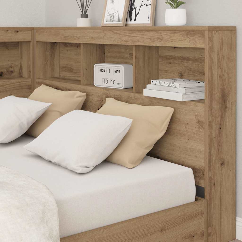 Tête de lit de rangement avec étagère Chêne artisanal 120 cm