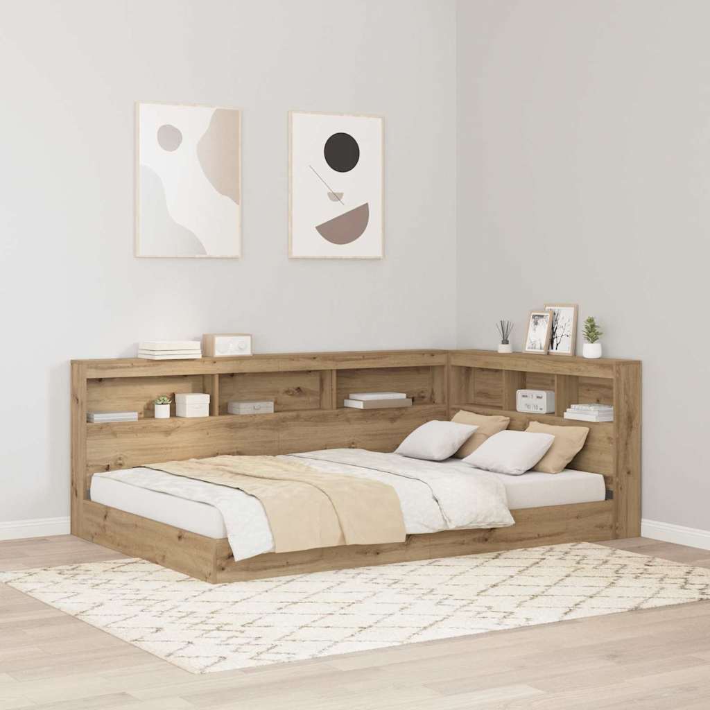 Tête de lit de rangement avec étagère Chêne artisanal 120 cm