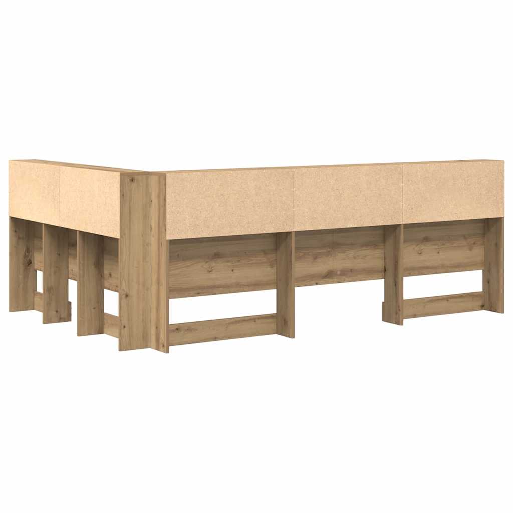 Tête de lit de rangement avec étagère Chêne artisanal 120 cm