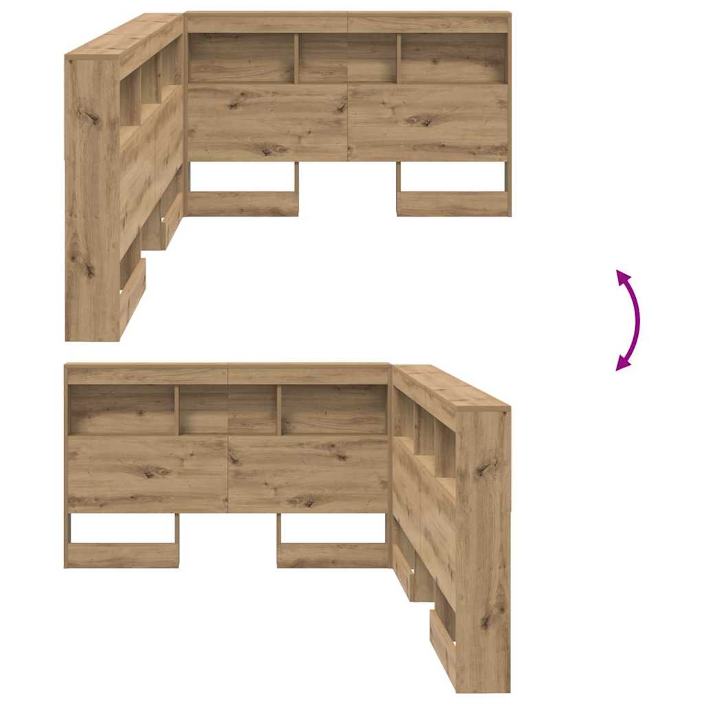 Tête de lit de rangement avec étagère Chêne artisanal 120 cm