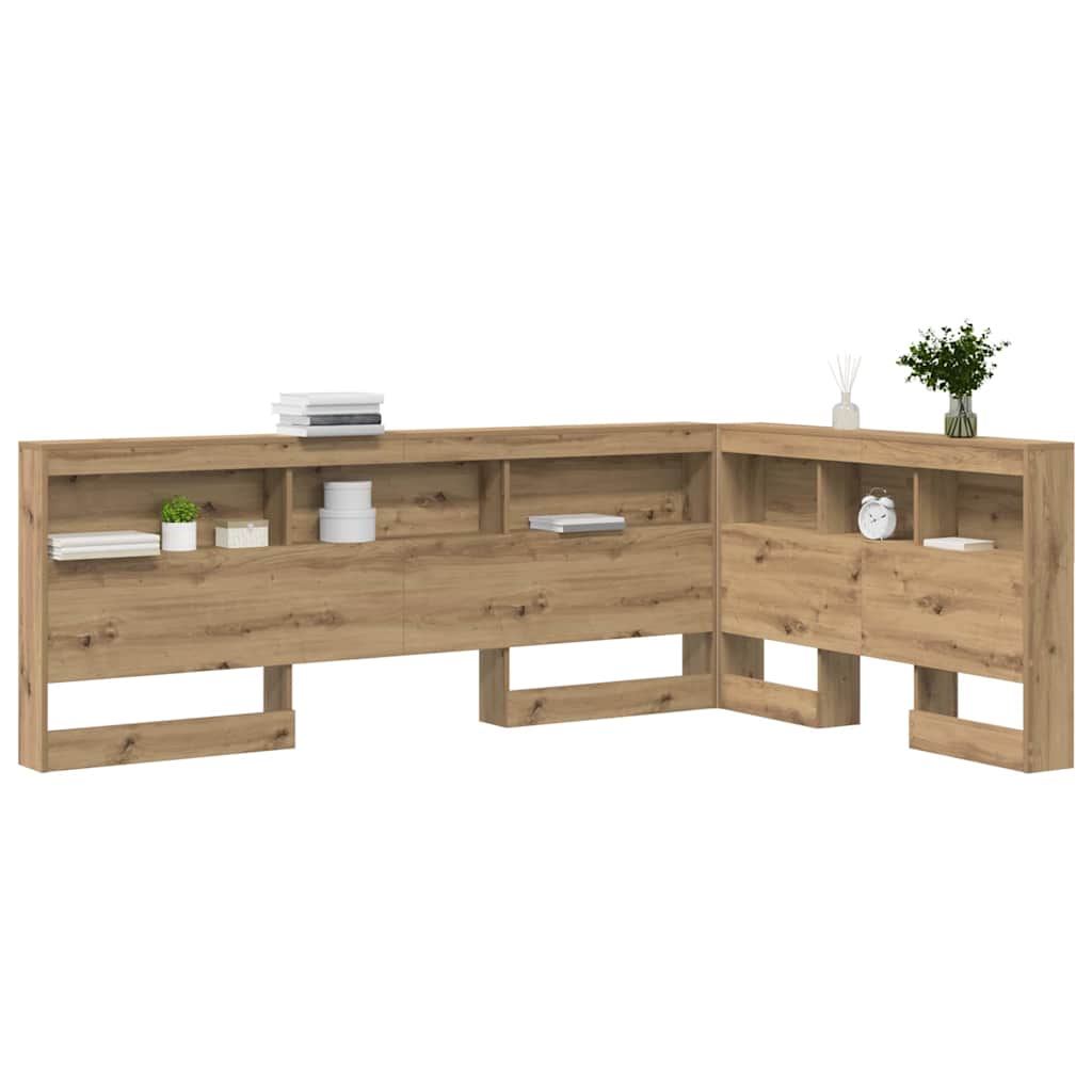 Tête de lit de rangement avec étagère Chêne artisanal 120 cm