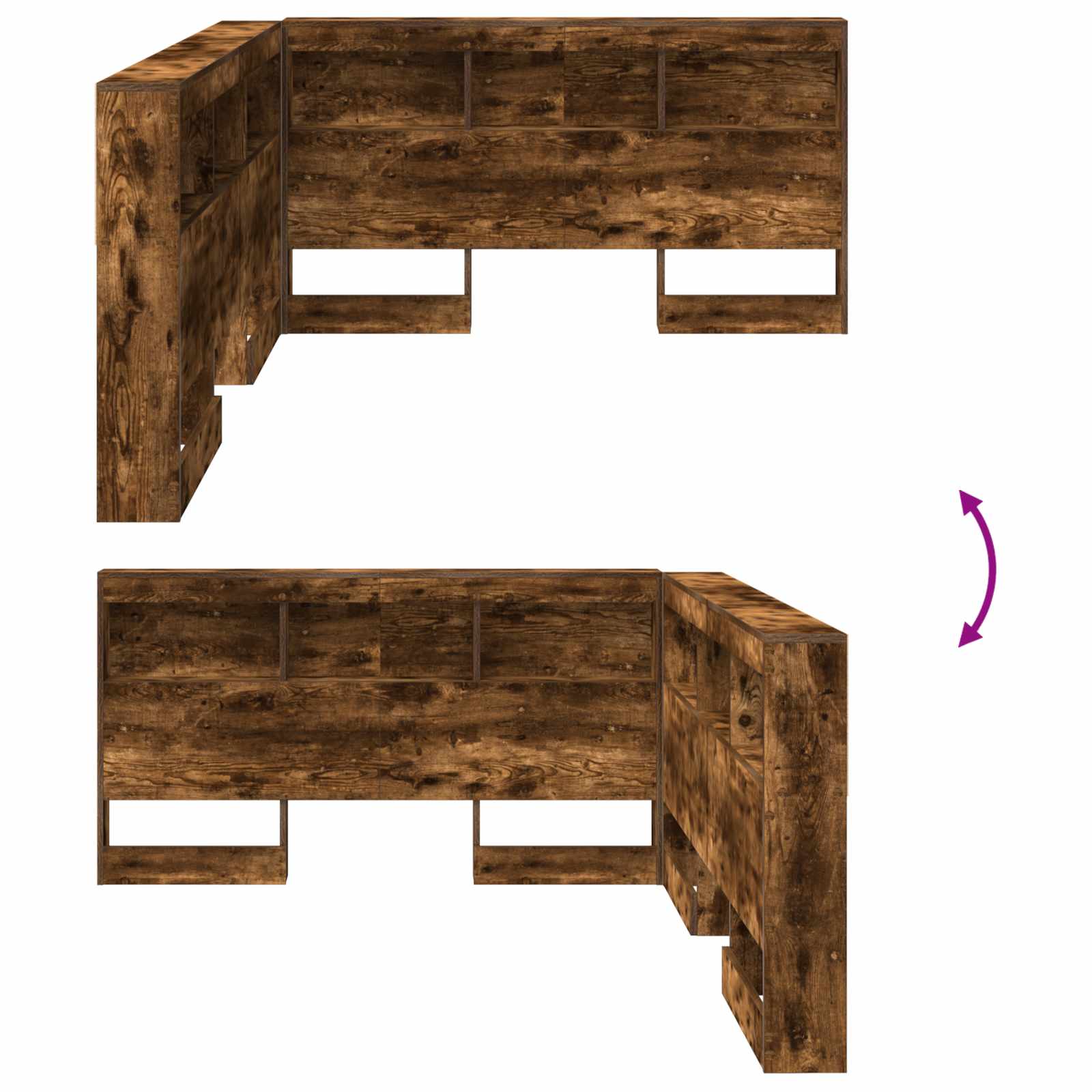 Tête de lit de rangement Chêne fumé 160 cm Bois d'ingénierie