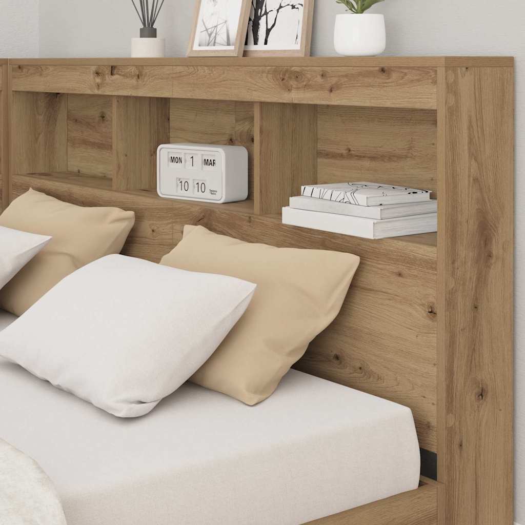 Tête de lit de rangement avec étagère Chêne artisanal 160 cm
