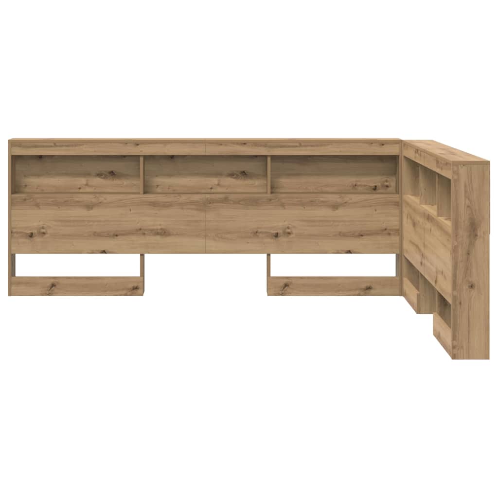 Tête de lit de rangement avec étagère Chêne artisanal 160 cm