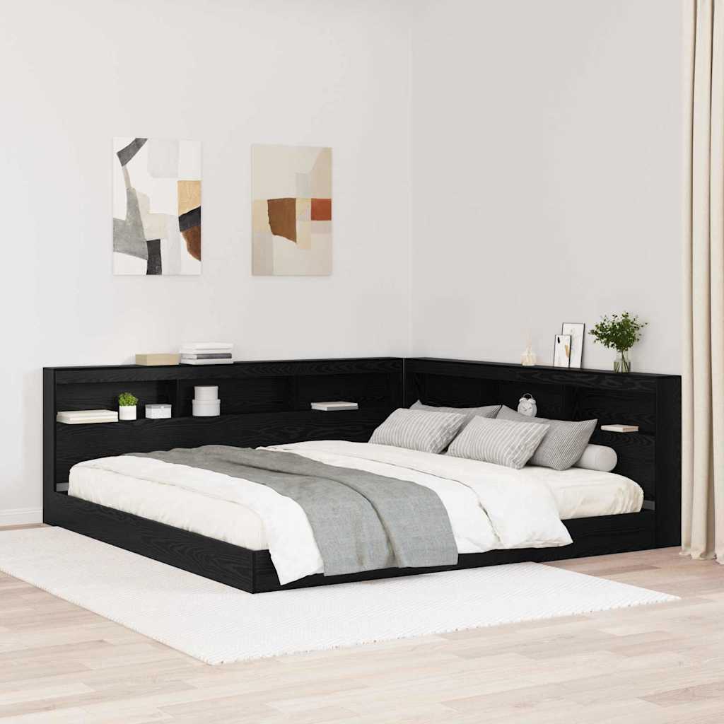 Tête de lit de rangement Chêne noir Bois d'ingénierie