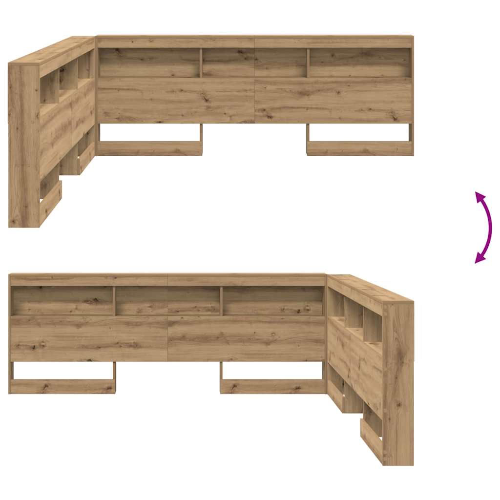 Tête de lit de rangement avec étagère Chêne artisanal 180 cm - XIOS