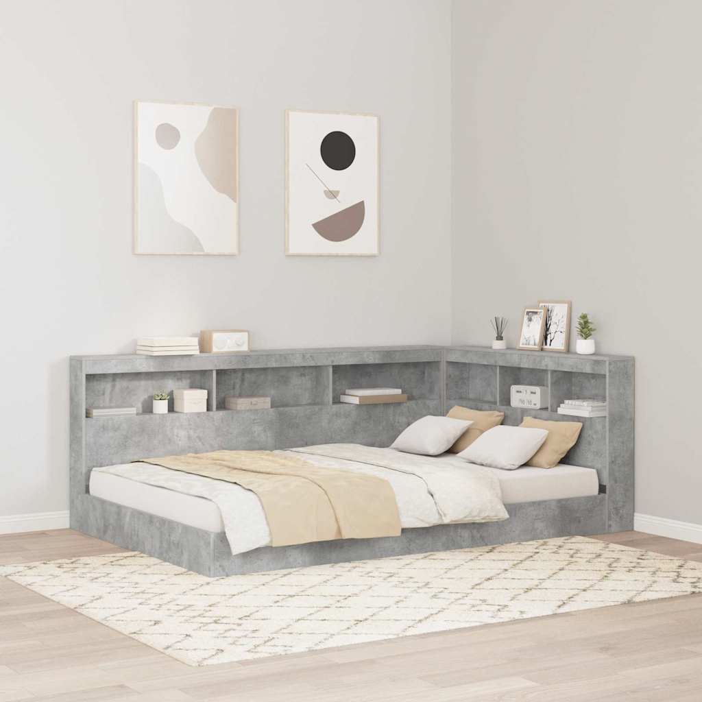Tête de lit de rangement Gris béton Bois d'ingénierie