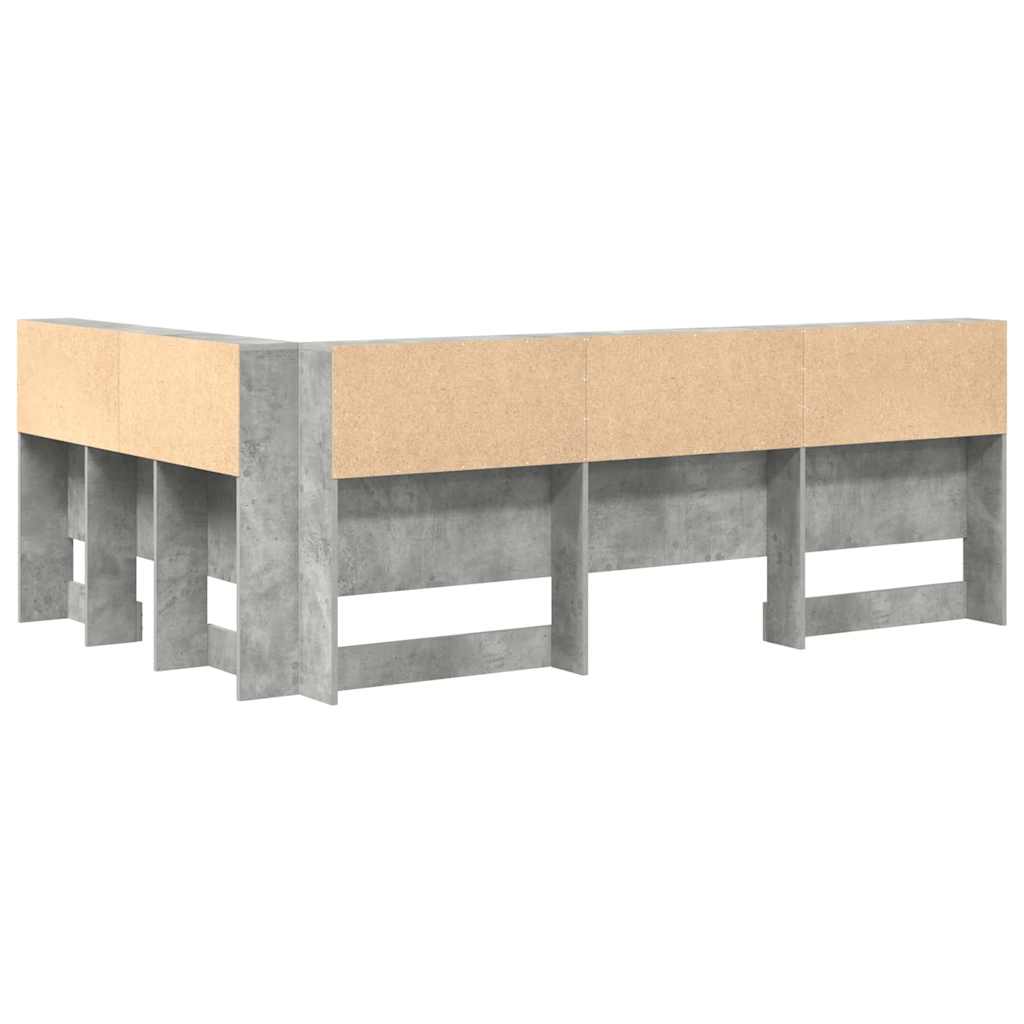Tête de lit de rangement Gris béton Bois d'ingénierie