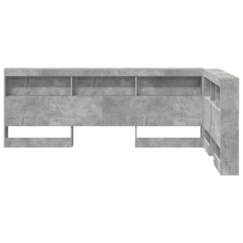 Tête de lit de rangement Gris béton Bois d'ingénierie