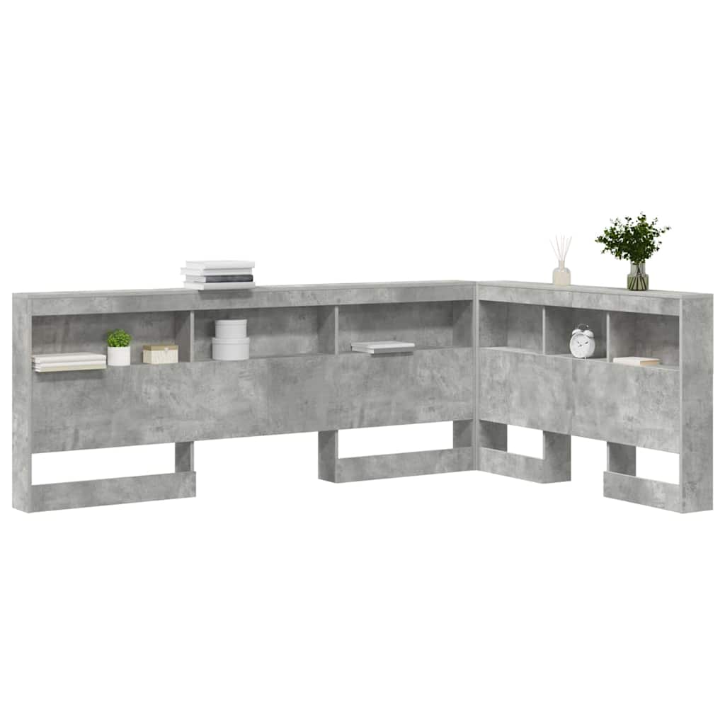 Tête de lit de rangement Gris béton Bois d'ingénierie