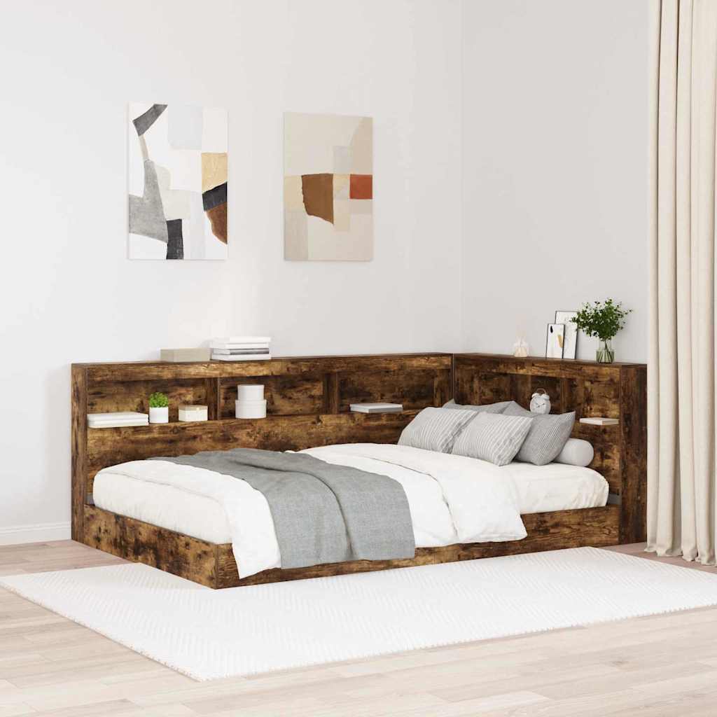 Tête de lit de rangement Chêne fumé Bois d'ingénierie
