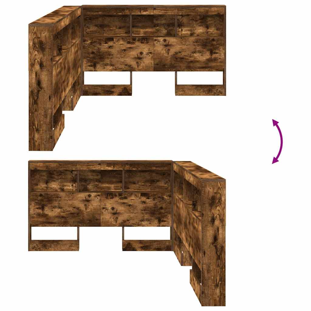 Tête de lit de rangement Chêne fumé Bois d'ingénierie