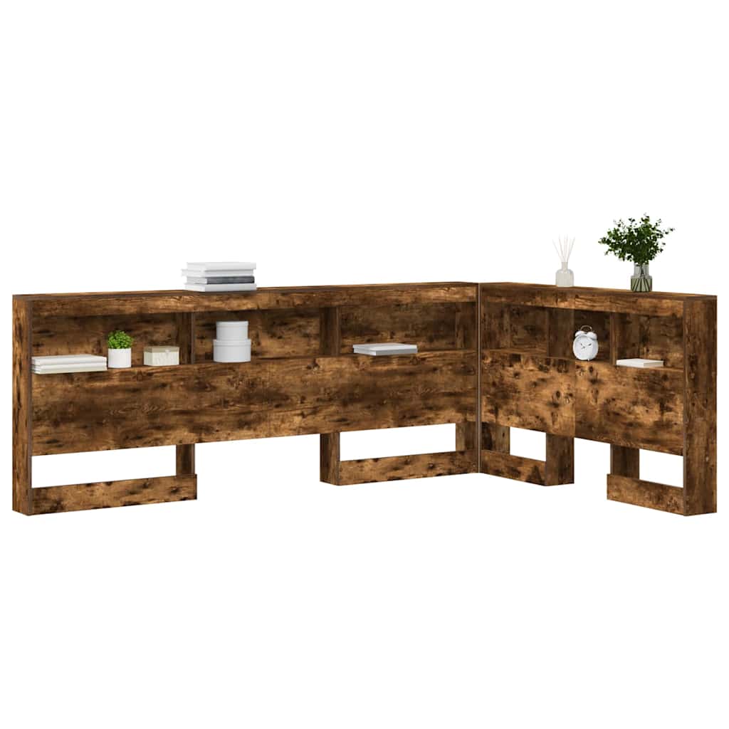 Tête de lit de rangement Chêne fumé Bois d'ingénierie