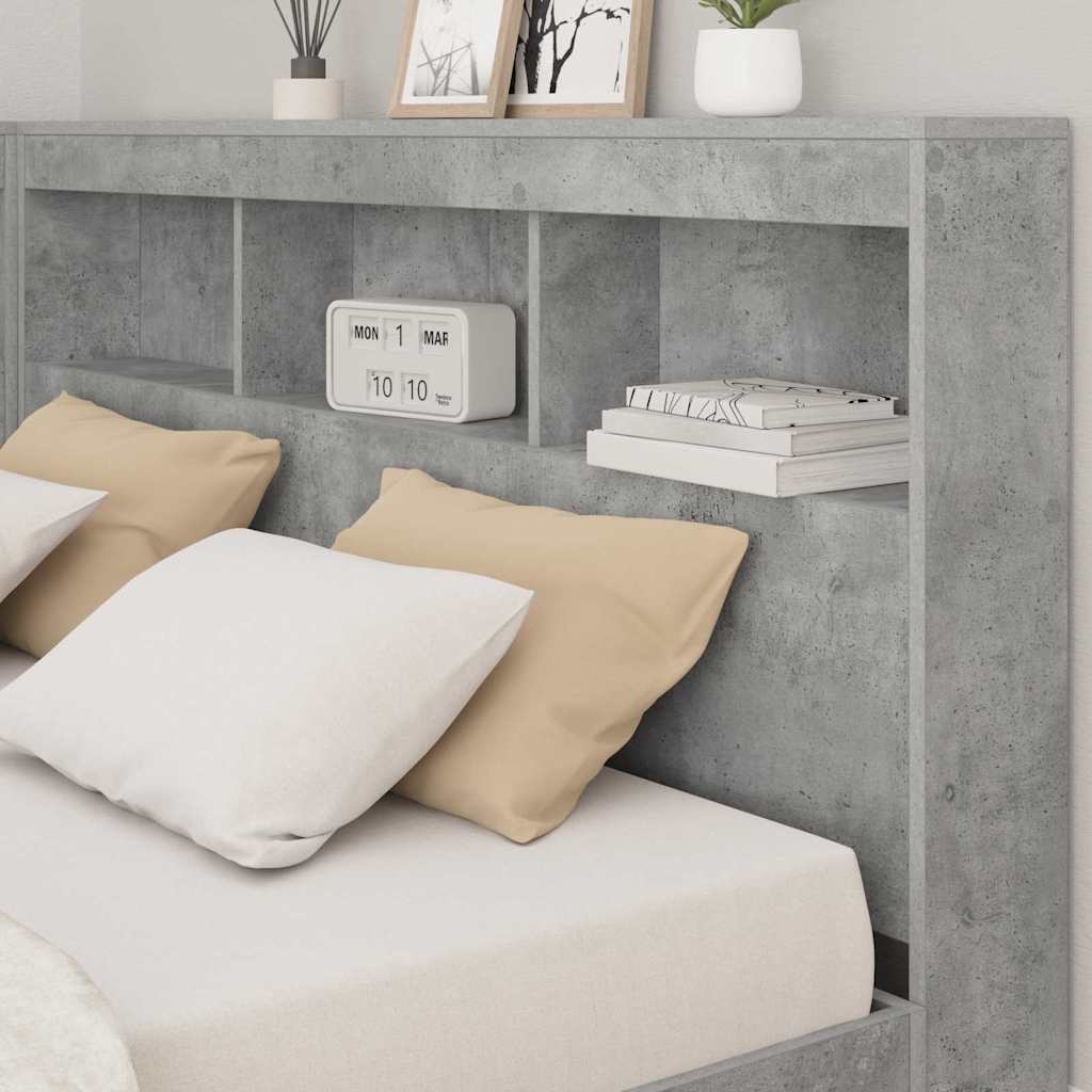 Tête de lit de rangement Gris béton 135 cm Bois d'ingénierie - XIOS