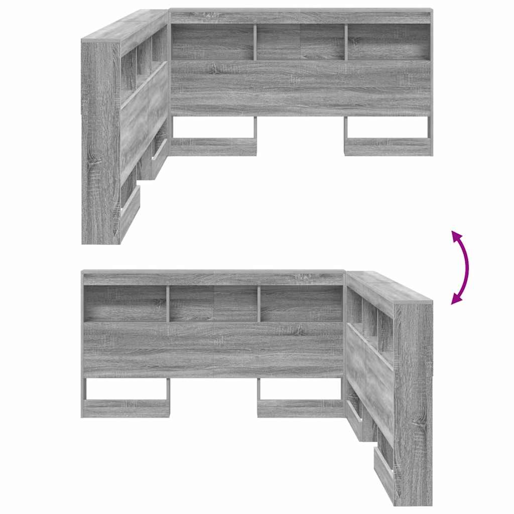Tête de lit de rangement Gris Sonoma 135 cm Bois d'ingénierie - XIOS