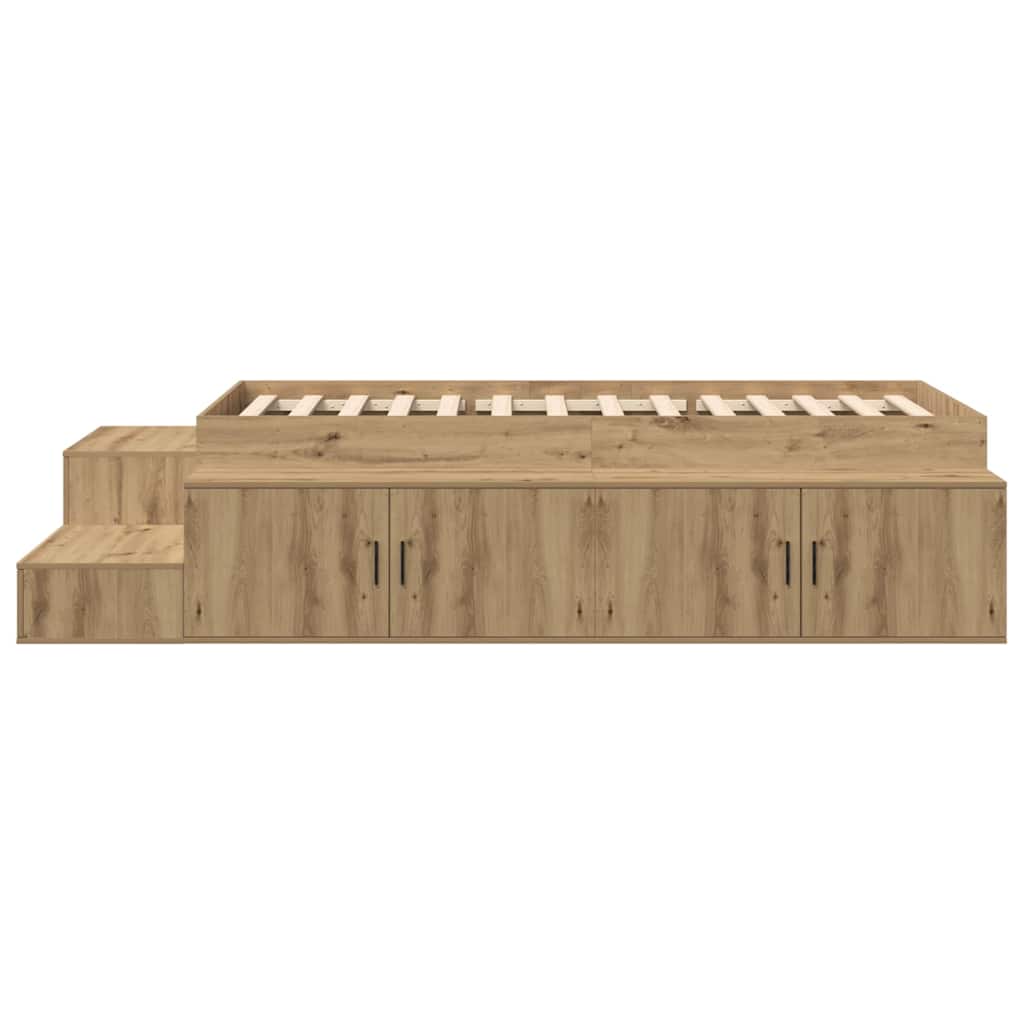 Cadre de lit avec rangement Chêne artisanal 80 cm