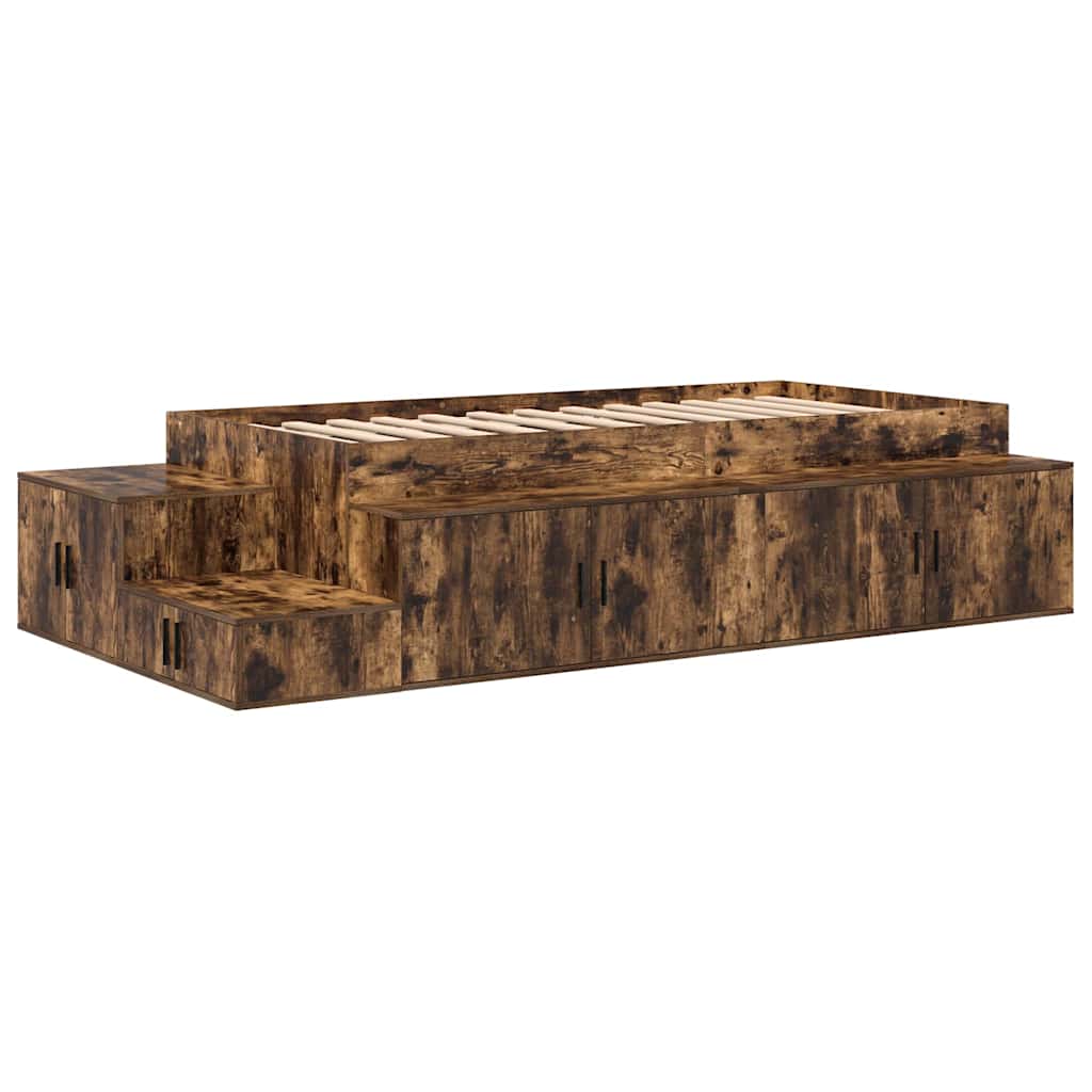 Cadre de lit avec rangement Chêne fumé 90 cm Bois d'ingénierie - XIOS