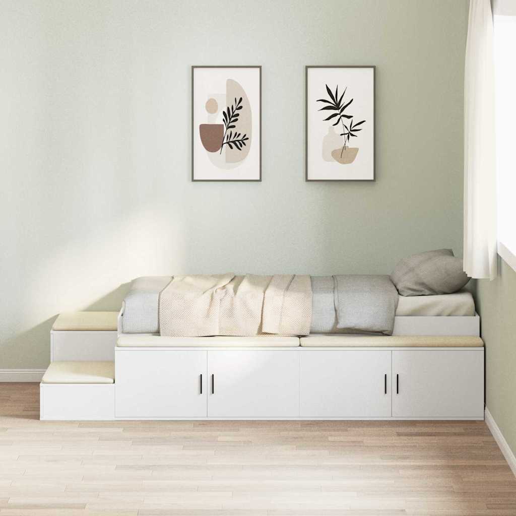Cadre de lit avec rangement Blanc 75 cm Bois d'ingénierie - XIOS